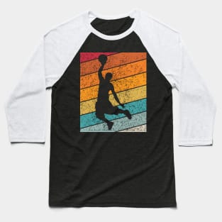 Basketball Slam Dunk 2 Outdoor Sports Retro Sunset Design Baseball T-Shirt